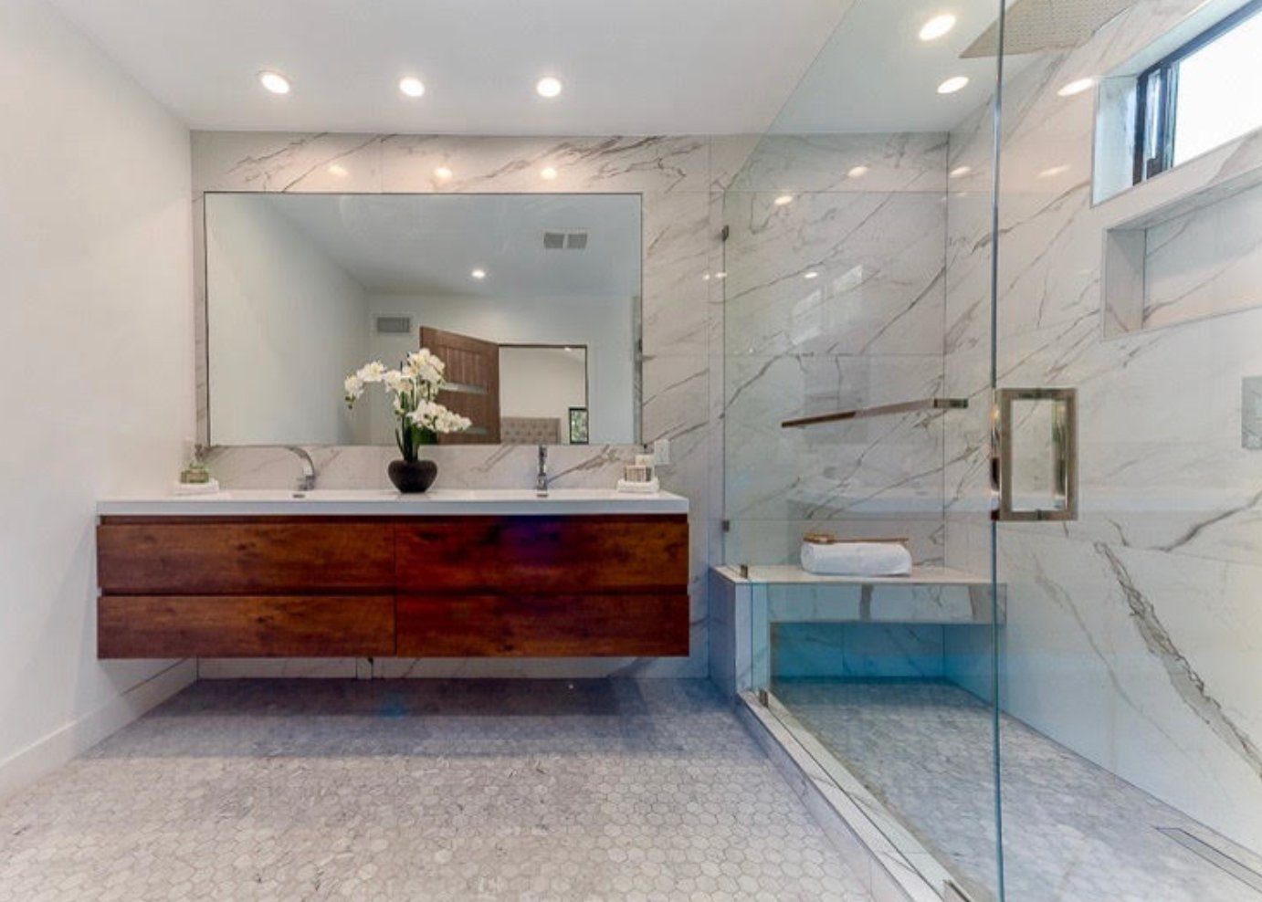 Primary bathroom with glass shower