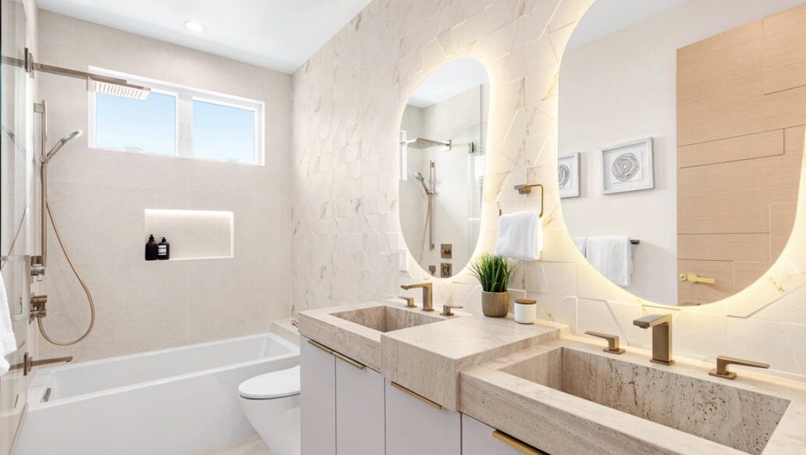 Bathroom with corner shower