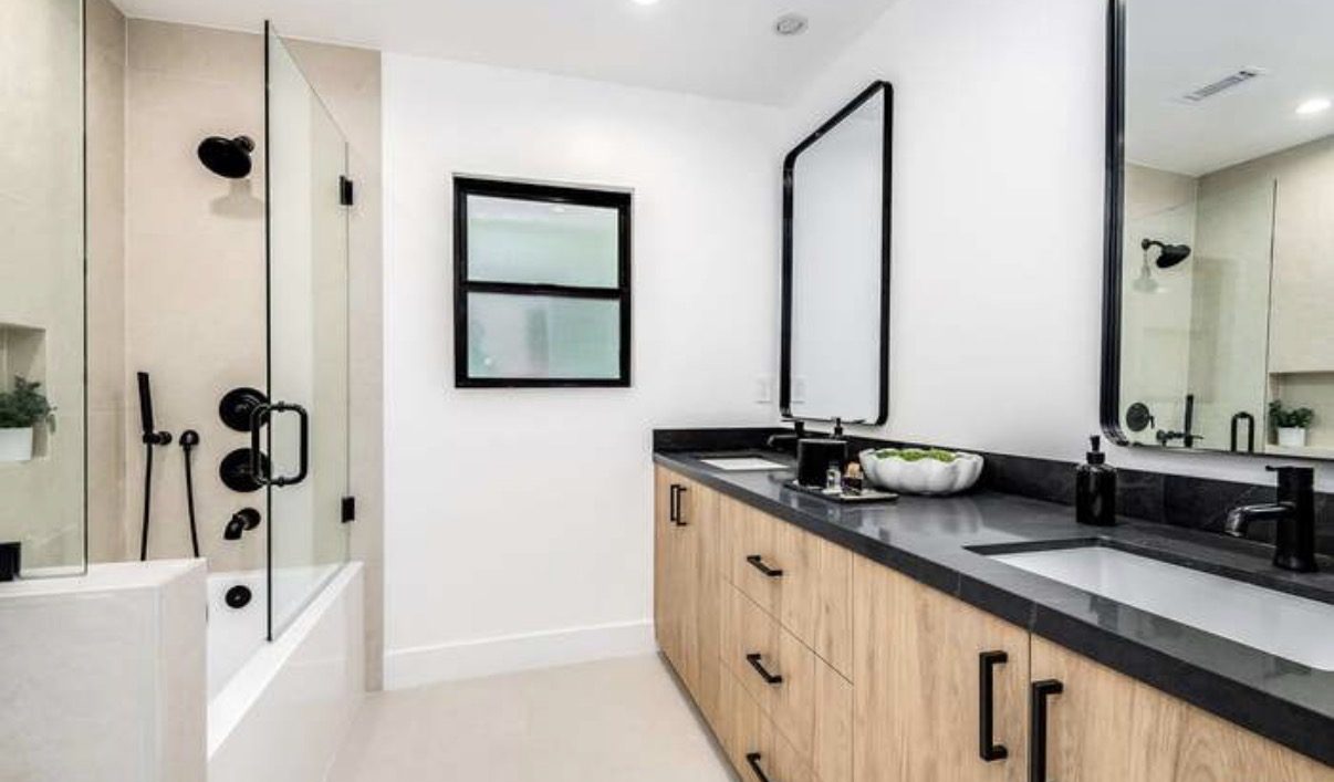 Bathroom with black fixtures
